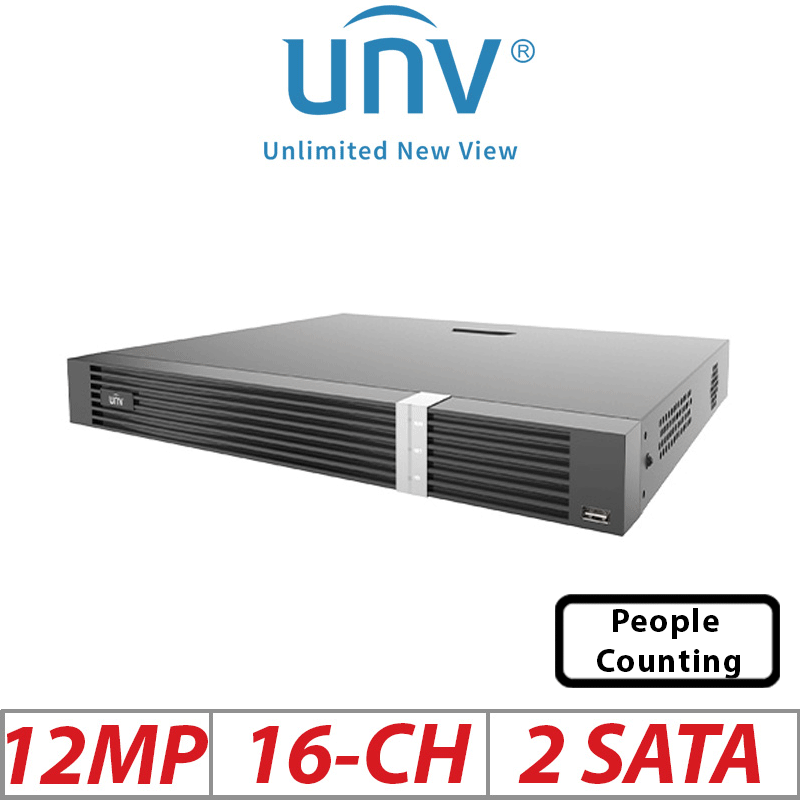 12MP 16-CH UNIVIEW IQ SERIES POE 2-SATA HD NVR WITH BUILT IN AI CAPABILITY 265/H.265/H.264 NVR302-16E2-P16-IQ