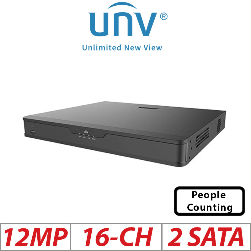 12MP 16-CH UNIVIEW POE 2-SATA HD NVR WITH VIDEO CONTENT ANALYSIS ULTRA 265/H.265/H.264 NVR302-16E2-P16