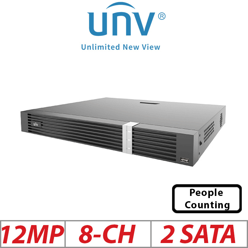 12MP 8-CH UNIVIEW IQ SERIES POE 2-SATA HD NVR WITH BUILT IN AI CAPABILITY 265/H.265/H.264 NV UNV-NVR302-08E2-P8-IQ