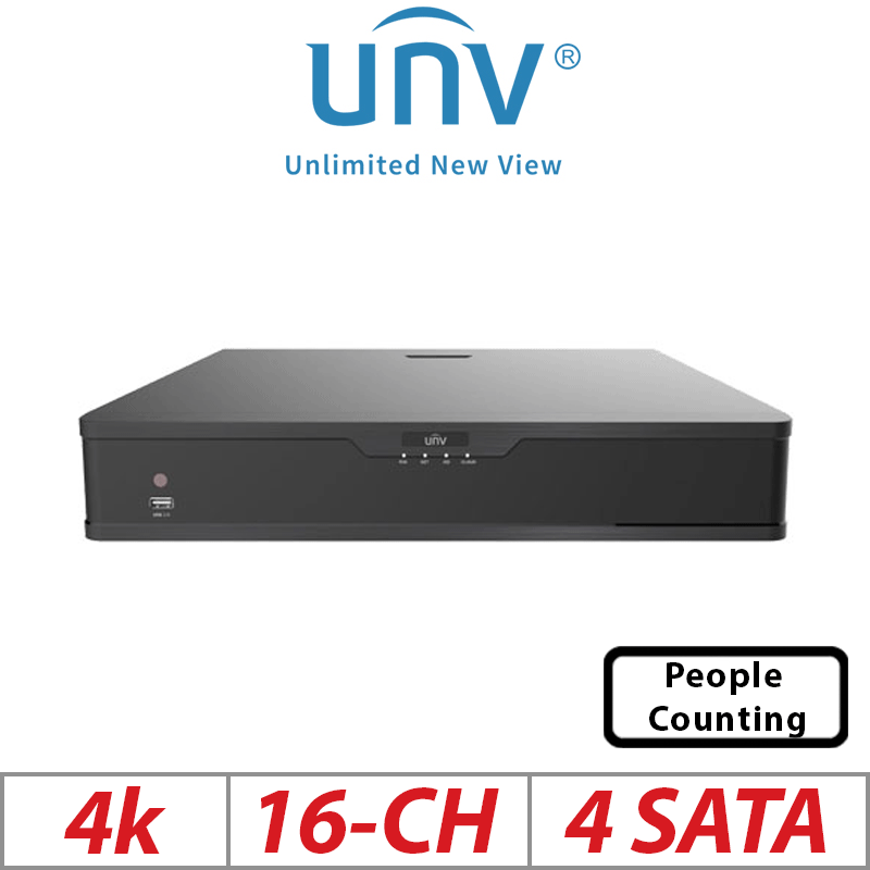 4K 16-CH UNIVIEW POE 4-SATA HD NVR ULTRA265/H.265/H.264 - UNV-NVR304-16S-P16