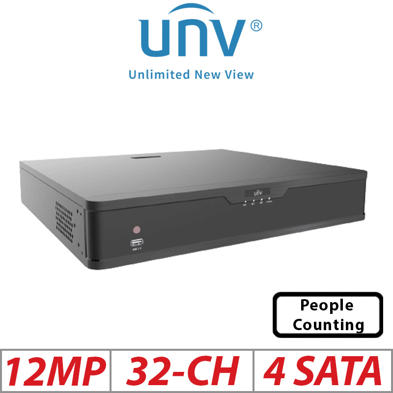 ‌12MP 32-CH UNIVIEW POE 4-SATA HD NVR WITH VIDEO CONTENT ANALYSIS ULTRA 265/H.265/H.264 NVR304-32E2-P16
