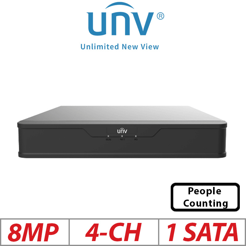 8MP 4-CH UNIVIEW POE 1-SATA HD NVR ULTRA 265/H.265/ UNV-NVR501-04B-P4