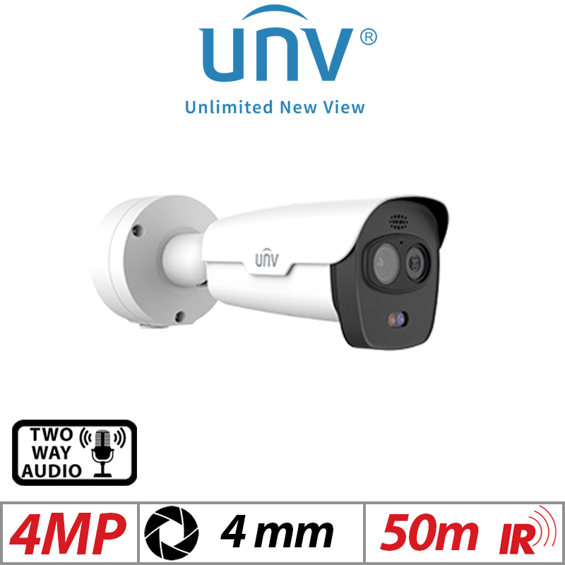 4MP (2X 4MP) UNIVIEW THERMAL NETWORK BULLET SD CARD CAMERA 4MM WHITE UNV-TIC2621SR-F3-4F4AC-VD