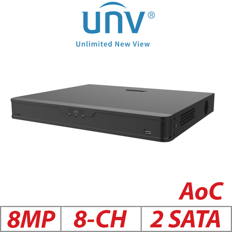 ‌‌‌4K 8MP 8-CH UNIVIEW 2-SATA 4-CH AI HUMAN DETECTION 8-CH ULTRA MOTION XVR INCLUDING 16 ADDITIONAL IP CHANNELS GRADED ITEM G1-UNV-XVR302-08U3