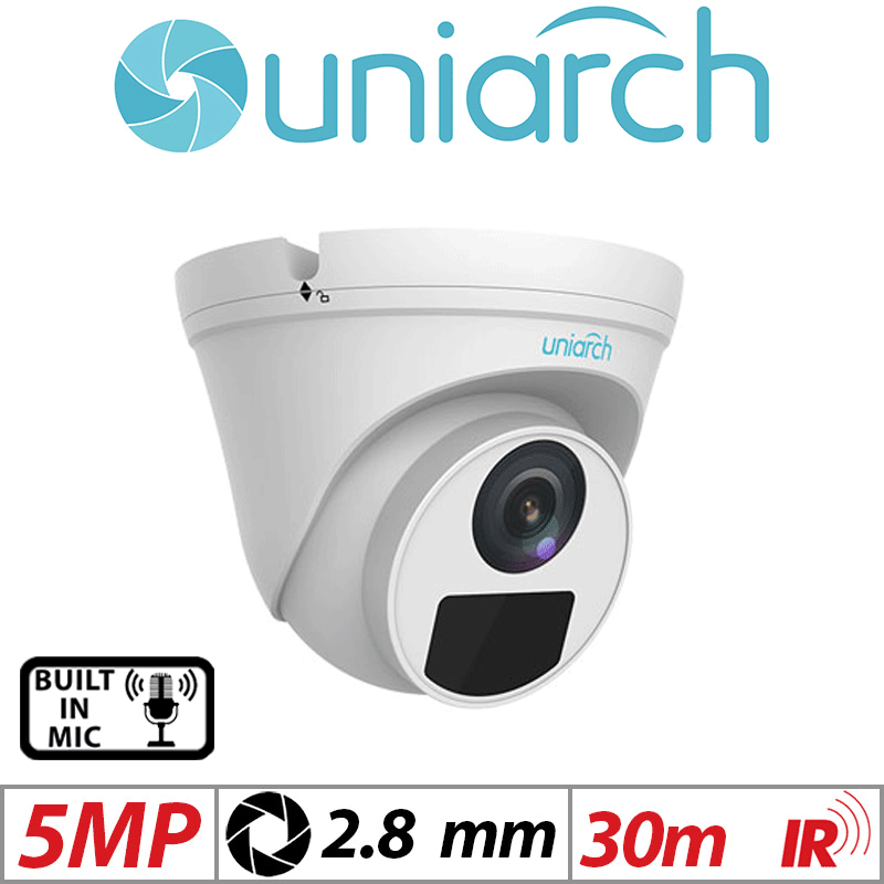 5MP UNIARCH FIXED TURRET NETWORK CAMERA WITH BUILT-IN MIC 2.8MM IPC-T125-PF28