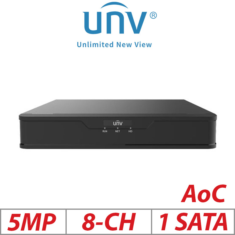 ‌5MP 8-CH UNIVIEW 1-SATA AOC XVR INCLUDING 4 ADDITIONAL IP CHANNELS H.265/H.264 XVR301-08G3