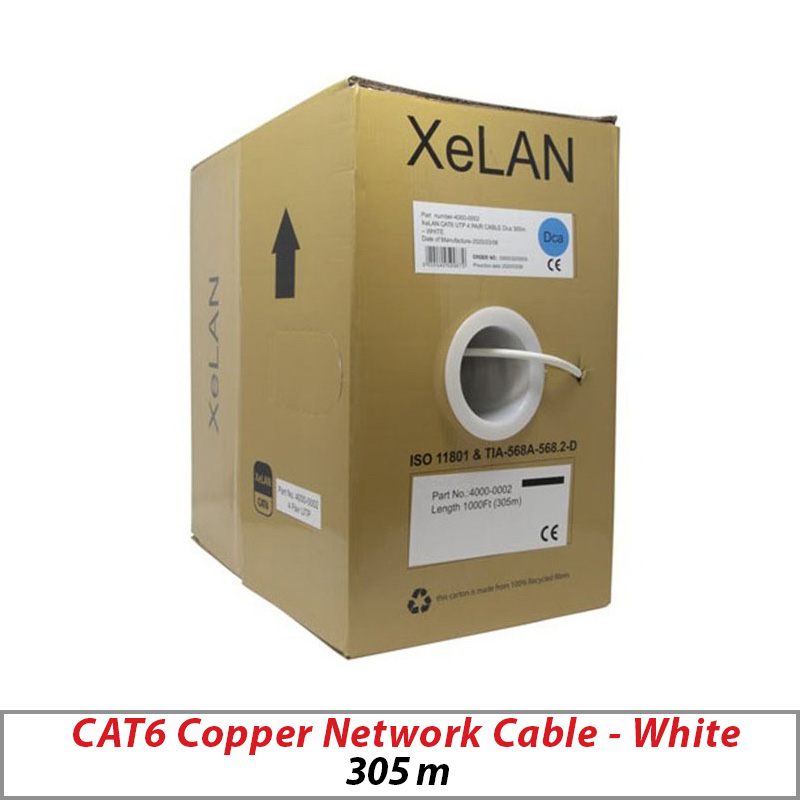 CAT6 XELAN NETWORK INDOOR UTP RJ45 LAN SOLID COPPER CABLE 305m WHITE