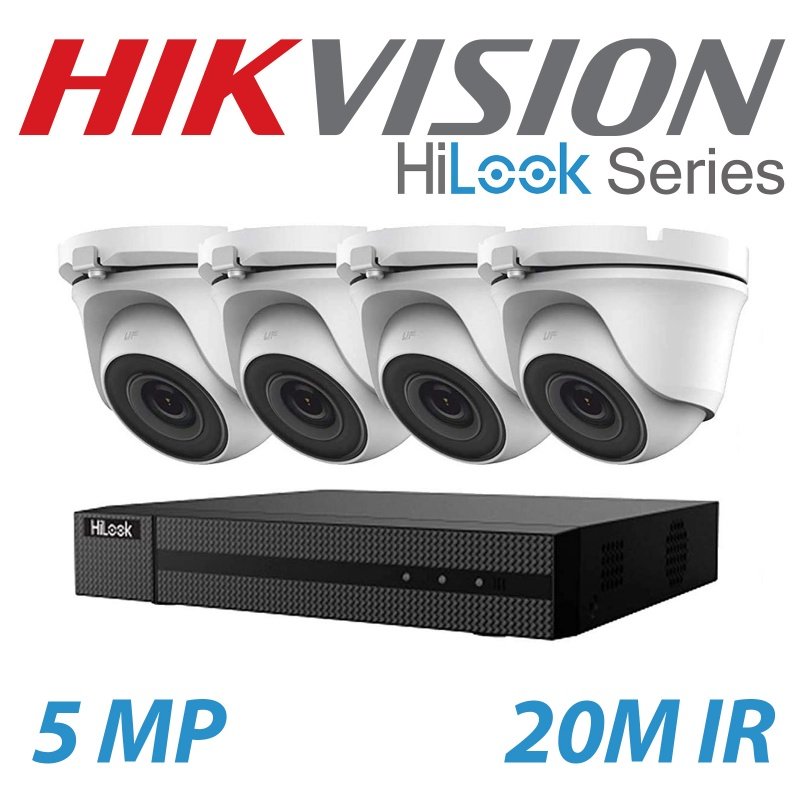 5MP 4CH HILOOK HIKVISION DVR 4X CAMERA THC-T150 4TB KIT