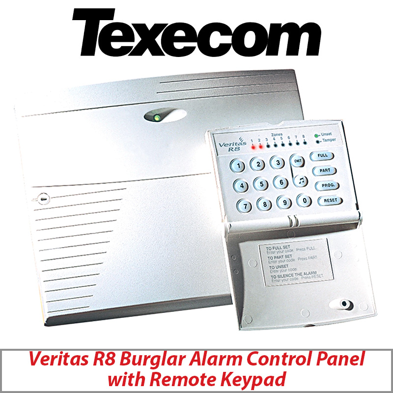 VERITAS R8 BURGLAR ALARM CONTROL PANEL WITH REMOTE KEYPAD CFC