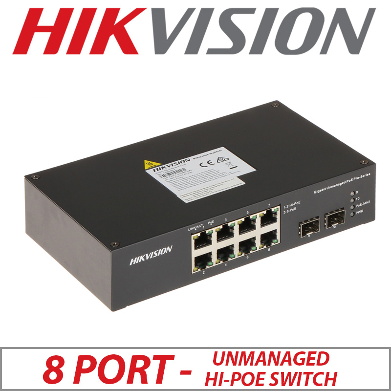 8 PORT HIKVISION GIGABIT UNMANAGED HIPOE SWITCH UP TO 300M DS3T0510HP