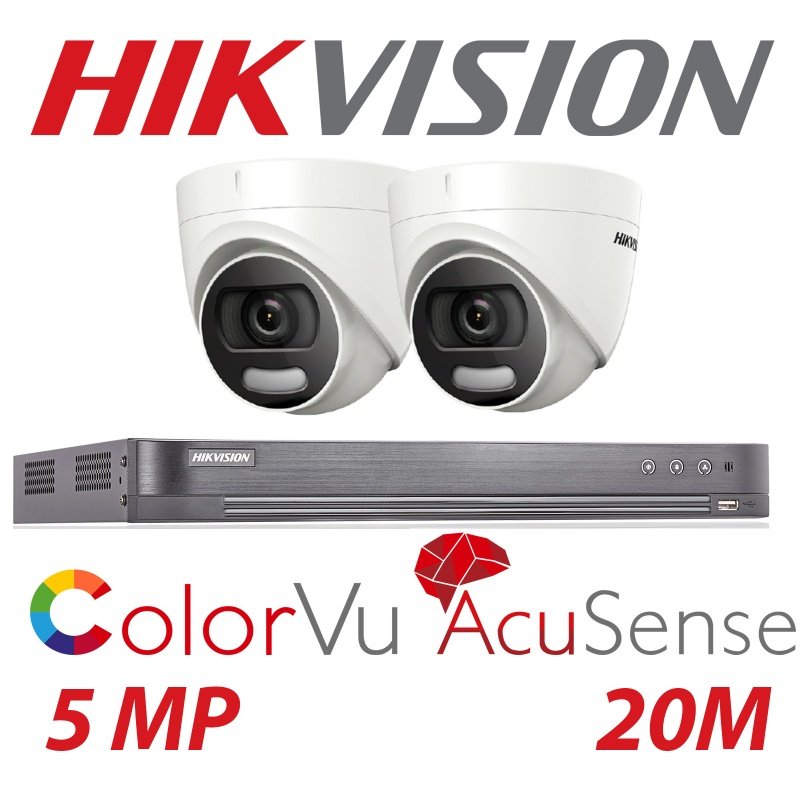 5MP 8CH HIKVISION 2X CAMERA SYSTEM COLORVU 24HR COLOUR DVR CAMERA KIT  WITH BALUNS