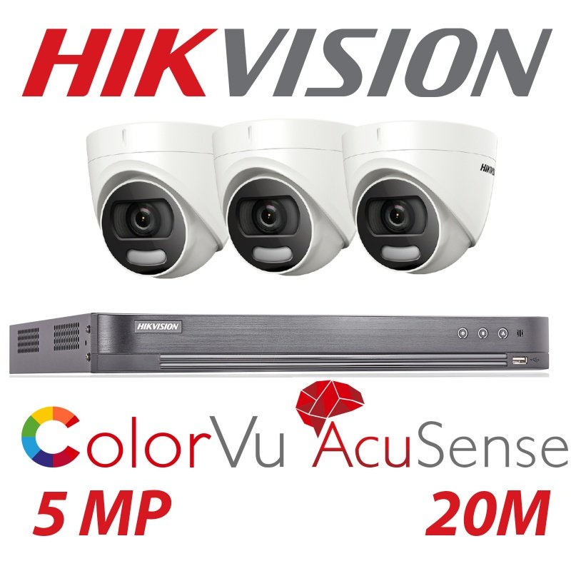 5MP 8CH HIKVISION 3X CAMERA SYSTEM COLORVU 24HR COLOUR DVR CAMERA KIT WITH BALUNS