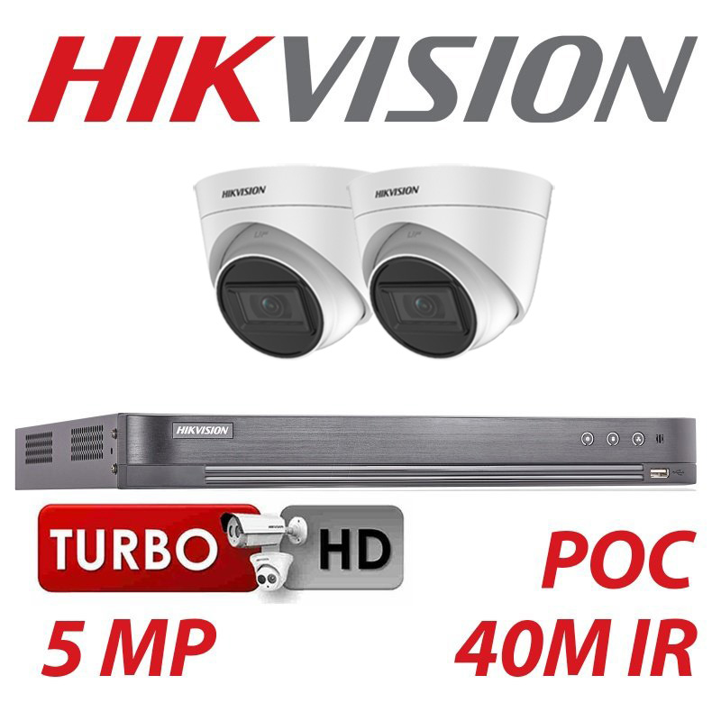 5MP HIKVISION POC SYSTEM 2X CAMERAS WITH BNC CABLE KIT