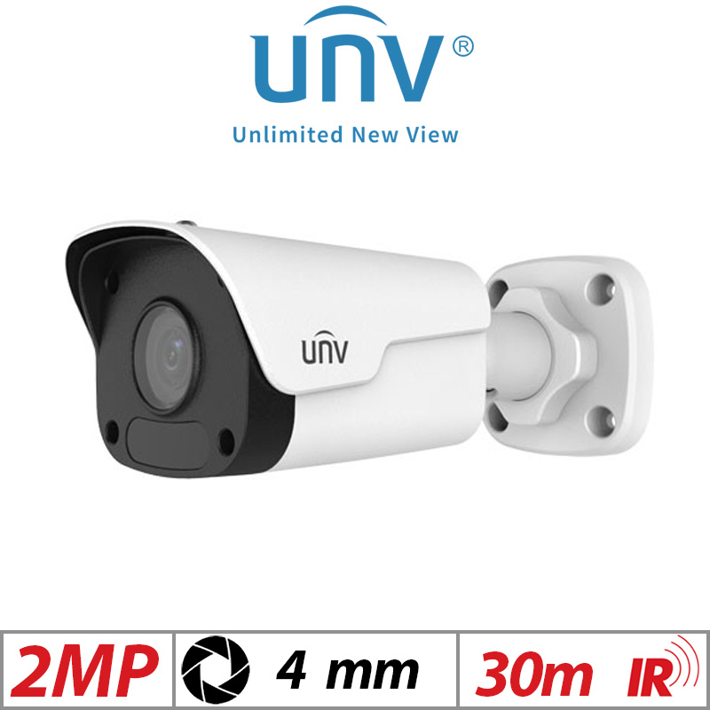 2MP UNIVIEW MINI FIXED BULLET NETWORK CAMERA 4MM WHITE IPC2122LR3PF40M