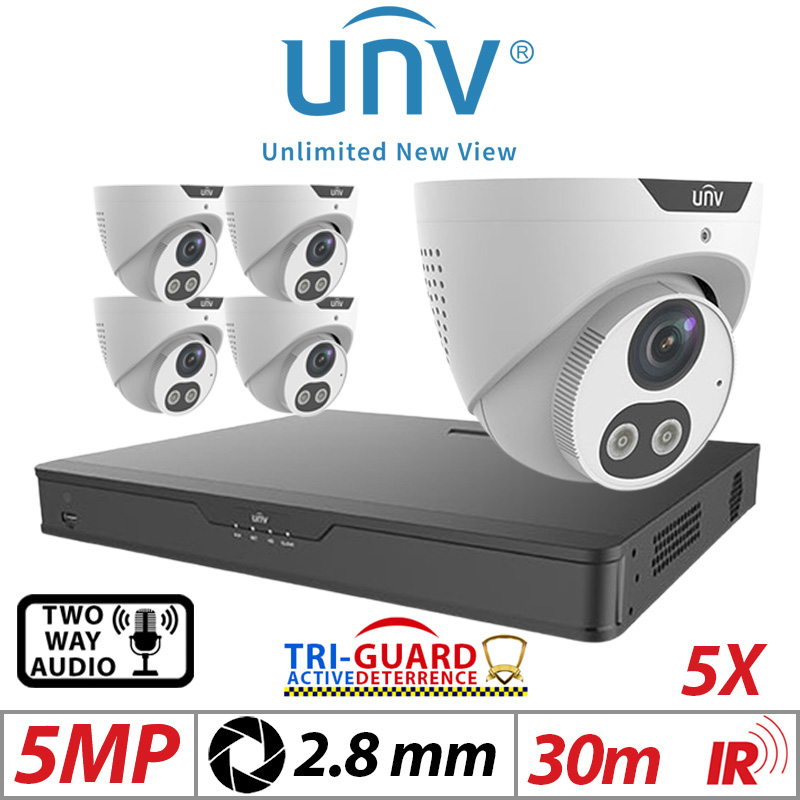 5MP 8CH UNIVIEW KIT 5X TRIGUARD COLORHUNTER 24/7 COLOUR HD IR